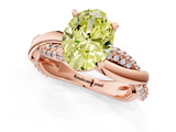 Rose gold Fancy Yellow Oval  Solitaire Twist Band with Pave Prong Setting_31