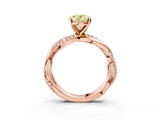Rose gold Fancy Yellow Oval  Solitaire Twist Band with Pave Prong Setting_32