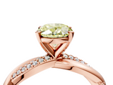 Rose gold Fancy Yellow Oval  Solitaire Twist Band with Pave Prong Setting_33