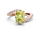 Rose gold Fancy Yellow Oval  Solitaire Twist Band with Pave Set Diamonds and Four-Prong Setting_125
