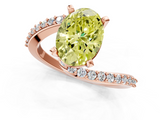 Rose gold Fancy Yellow Oval  Solitaire Twist Band with Pave Set Diamonds and Four-Prong Setting_126