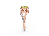Rose gold Fancy Yellow Oval  Solitaire Twist Band with Pave Set Diamonds and Four-Prong Setting_127