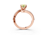 Rose gold Fancy Yellow Oval  Solitaire Twist Band with Pave Set Diamonds and Four-Prong Setting_128