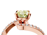 Rose gold Fancy Yellow Oval  Solitaire Twist Band with Pave Set Diamonds and Four-Prong Setting_129
