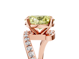 Rose gold Fancy Yellow Oval  Solitaire Twist Band with Pave Set Diamonds and Four-Prong Setting_130