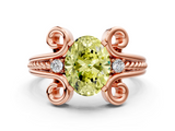 Rose gold Fancy Yellow Oval  Solitaire Twisted Band Scroll Prong Ring_20