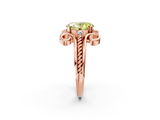 Rose gold Fancy Yellow Oval  Solitaire Twisted Band Scroll Prong Ring_22