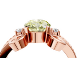 Rose gold Fancy Yellow Oval  Solitaire Twisted Band Scroll Prong Ring_24