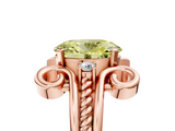 Rose gold Fancy Yellow Oval  Solitaire Twisted Band Scroll Prong Ring_25