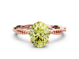 Rose gold Fancy Yellow Oval  Solitaire Twisted Band with Bead Prong Setting_396