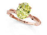 Rose gold Fancy Yellow Oval  Solitaire Twisted Band with Bead Prong Setting_397