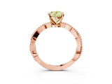 Rose gold Fancy Yellow Oval  Solitaire Twisted Band with Bead Prong Setting_399