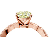 Rose gold Fancy Yellow Oval  Solitaire Twisted Band with Bead Prong Setting_400