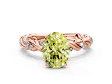 Rose gold Fancy Yellow Oval  Solitaire Twisted Band with Pavé Accents and Four-Prong Setting_3