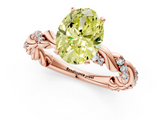 Rose gold Fancy Yellow Oval  Solitaire Twisted Band with Pavé Accents and Four-Prong Setting_4