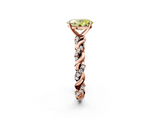 Rose gold Fancy Yellow Oval  Solitaire Twisted Band with Pavé Accents and Four-Prong Setting_5