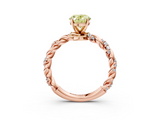 Rose gold Fancy Yellow Oval  Solitaire Twisted Band with Pavé Accents and Four-Prong Setting_6