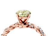 Rose gold Fancy Yellow Oval  Solitaire Twisted Band with Pavé Accents and Four-Prong Setting_7