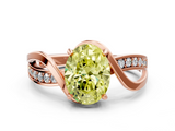Rose gold Fancy Yellow Oval  Solitaire Twisted Band with Prong Setting_3
