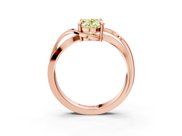 Rose gold Fancy Yellow Oval  Solitaire Twisted Band with Prong Setting
