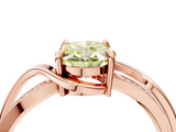 Rose gold Fancy Yellow Oval  Solitaire Twisted Band with Prong Setting_7