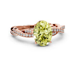 Rose gold Fancy Yellow Oval  Solitaire Twisted Pave Diamond Ring with Four-Prong Setting_12