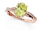 Rose gold Fancy Yellow Oval  Solitaire Twisted Pave Diamond Ring with Four-Prong Setting_13