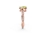 Rose gold Fancy Yellow Oval  Solitaire Twisted Pave Diamond Ring with Four-Prong Setting_14