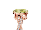 Rose gold Fancy Yellow Oval  Solitaire Twisted Pave Diamond Ring with Four-Prong Setting_17