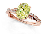 Rose gold Fancy Yellow Oval  Solitaire Twisted Pave Diamond Ring with Four-Prong Setting_81