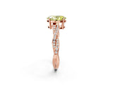 Rose gold Fancy Yellow Oval  Solitaire Twisted Pave Diamond Ring with Four-Prong Setting_82