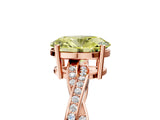 Rose gold Fancy Yellow Oval  Solitaire Twisted Pave Diamond Ring with Four-Prong Setting_85
