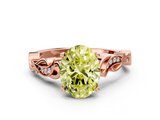 Rose gold Fancy Yellow Oval  Solitaire Vine Band with Milgrain Prong Setting_3