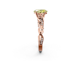 Rose gold Fancy Yellow Oval  Solitaire Vine Band with Milgrain Prong Setting_5