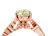 Rose gold Fancy Yellow Oval  Solitaire Vine Band with Milgrain Prong Setting_7