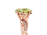 Rose gold Fancy Yellow Oval  Solitaire Vine Band with Milgrain Prong Setting_8