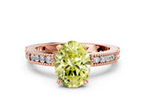 Rose gold Fancy Yellow Oval  Solitaire with Pavé Band and Four-Prong Setting_318