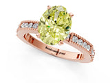 Rose gold Fancy Yellow Oval  Solitaire with Pavé Band and Four-Prong Setting_319