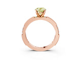 Rose gold Fancy Yellow Oval  Solitaire with Pavé Band and Four-Prong Setting_321