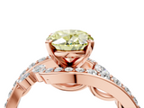 Rose gold Fancy Yellow Oval  Solitaire with Pavé Twist Band and Four-Prong Setting_83