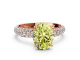 Rose gold Fancy Yellow Oval  Solitaire with Pave Band and Four-Prong Setting_3