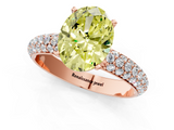 Rose gold Fancy Yellow Oval  Solitaire with Pave Band and Four-Prong Setting_4
