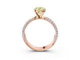 Rose gold Fancy Yellow Oval  Solitaire with Pave Band and Four-Prong Setting_6