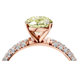 Rose gold Fancy Yellow Oval  Solitaire with Pave Band and Four-Prong Setting_7