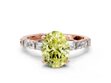 Rose gold Fancy Yellow Oval  Solitaire with Side Baguettes and Channel Set Band_77