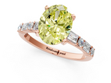 Rose gold Fancy Yellow Oval  Solitaire with Side Baguettes and Channel Set Band_78