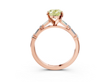Rose gold Fancy Yellow Oval  Solitaire with Side Baguettes and Channel Set Band_80