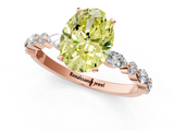 Rose gold Fancy Yellow Oval  Solitaire with Side Stones on a Pavé Band and Four-Prong Setting_24