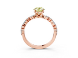 Rose gold Fancy Yellow Oval  Solitaire with Side Stones on a Pavé Band and Four-Prong Setting_26