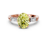 Rose gold Fancy Yellow Oval  Solitaire with Tapered Baguette Side Stones on a Classic Band with Four-Prong Setting_63